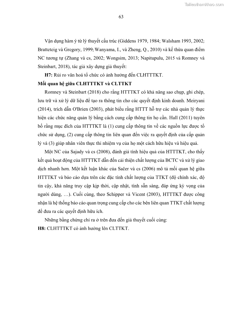 Luận án tiến sĩ kinh tế Ảnh hưởng của rủi ro công nghệ thông tin đến chất lượng thông tin kế toán trong các doanh nghiệp tại Việt Nam - 7 Trang 81