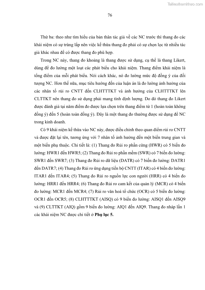 Luận án tiến sĩ kinh tế Ảnh hưởng của rủi ro công nghệ thông tin đến chất lượng thông tin kế toán trong các doanh nghiệp tại Việt Nam - 8 Trang 94