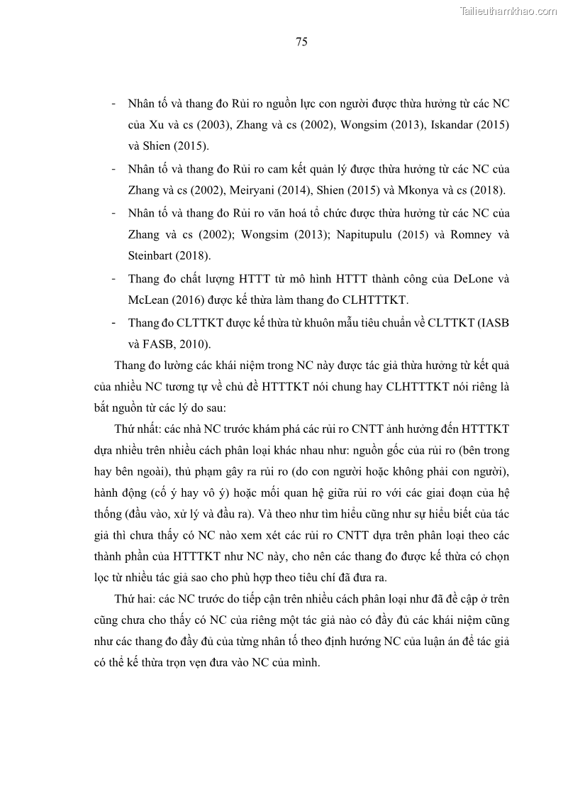 Luận án tiến sĩ kinh tế Ảnh hưởng của rủi ro công nghệ thông tin đến chất lượng thông tin kế toán trong các doanh nghiệp tại Việt Nam - 8 Trang 93