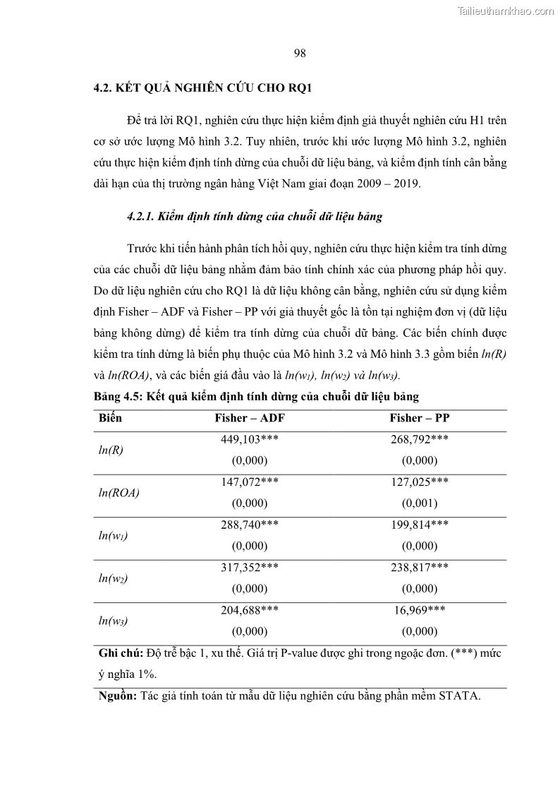 Luận án tiến sĩ kinh tế Ảnh hưởng của thâm nhập ngân hàng nước ngoài đến cạnh tranh và hiệu quả của các NHTM Việt Nam - 10 Trang 114