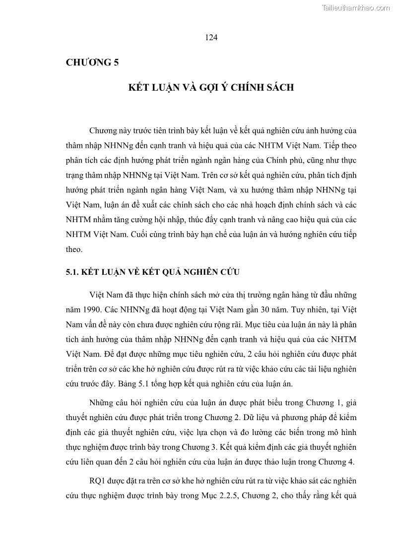 Luận án tiến sĩ kinh tế Ảnh hưởng của thâm nhập ngân hàng nước ngoài đến cạnh tranh và hiệu quả của các NHTM Việt Nam - 12 Trang 140