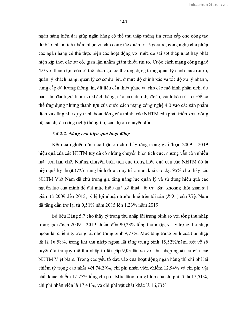 Luận án tiến sĩ kinh tế Ảnh hưởng của thâm nhập ngân hàng nước ngoài đến cạnh tranh và hiệu quả của các NHTM Việt Nam - 13 Trang 156