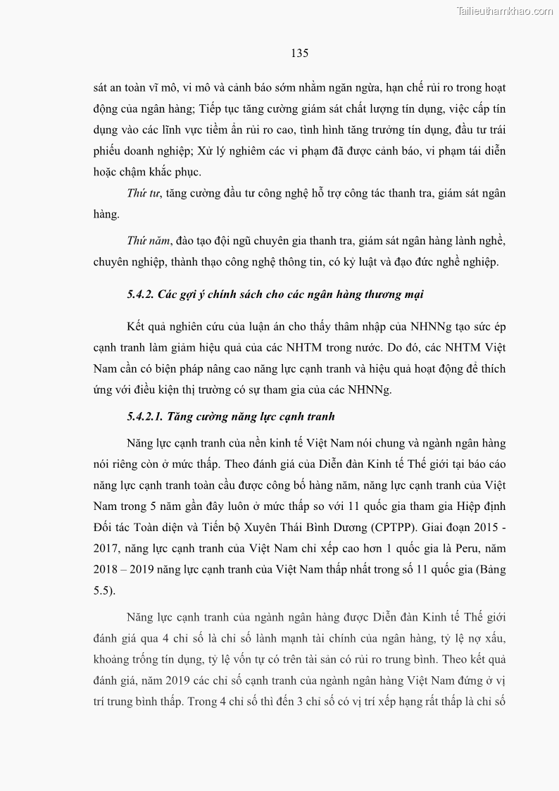 Luận án tiến sĩ kinh tế Ảnh hưởng của thâm nhập ngân hàng nước ngoài đến cạnh tranh và hiệu quả của các NHTM Việt Nam - 13 Trang 151