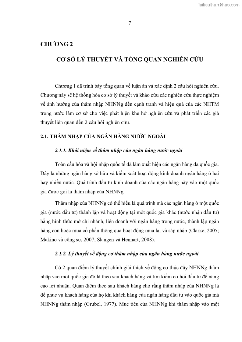 Luận án tiến sĩ kinh tế Ảnh hưởng của thâm nhập ngân hàng nước ngoài đến cạnh tranh và hiệu quả của các NHTM Việt Nam - 2 Trang 23