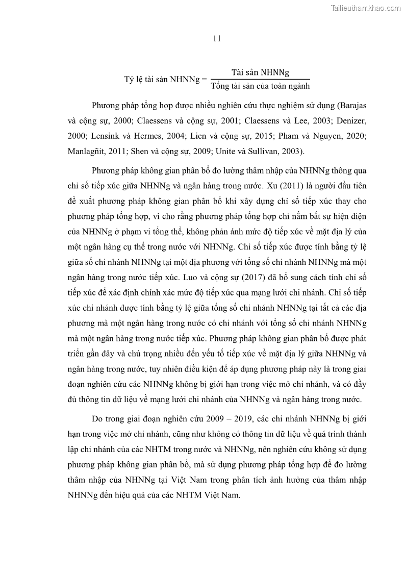 Luận án tiến sĩ kinh tế Ảnh hưởng của thâm nhập ngân hàng nước ngoài đến cạnh tranh và hiệu quả của các NHTM Việt Nam - 3 Trang 27