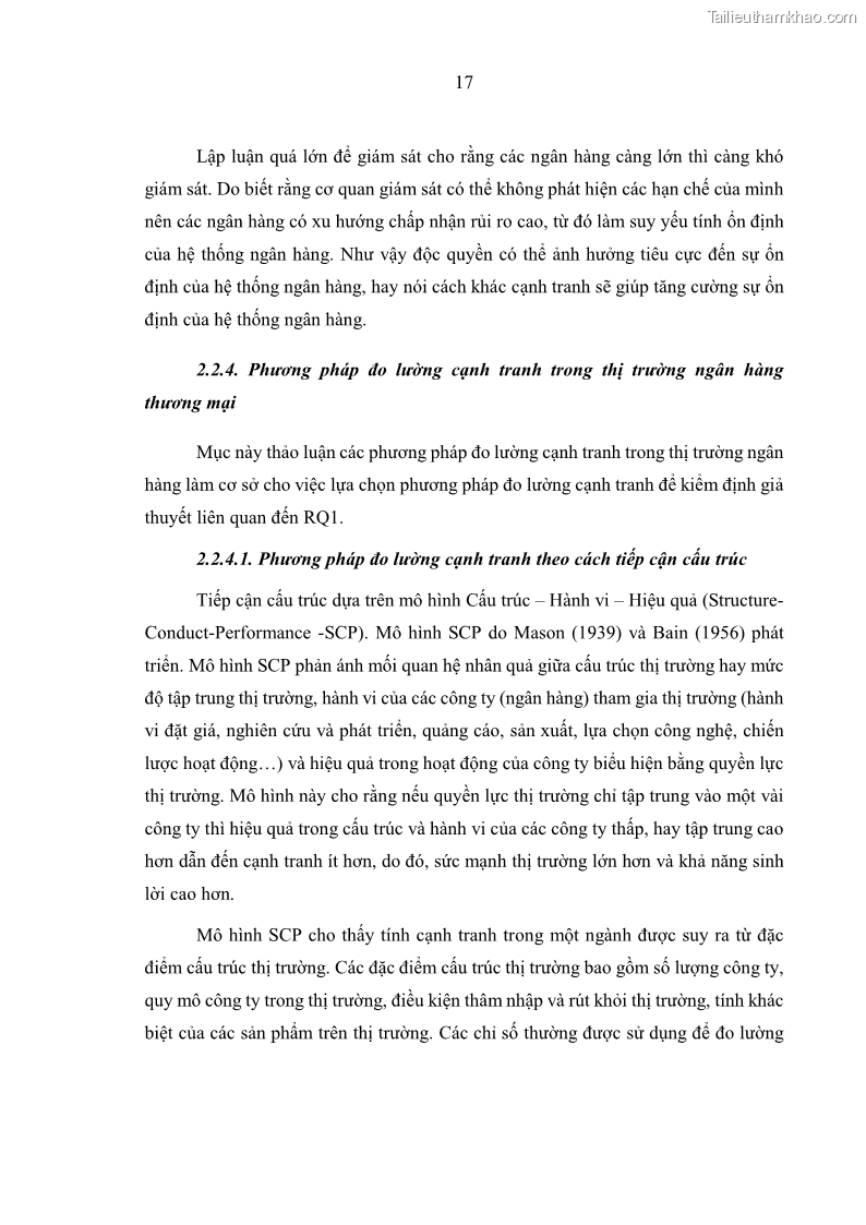 Luận án tiến sĩ kinh tế Ảnh hưởng của thâm nhập ngân hàng nước ngoài đến cạnh tranh và hiệu quả của các NHTM Việt Nam - 3 Trang 33