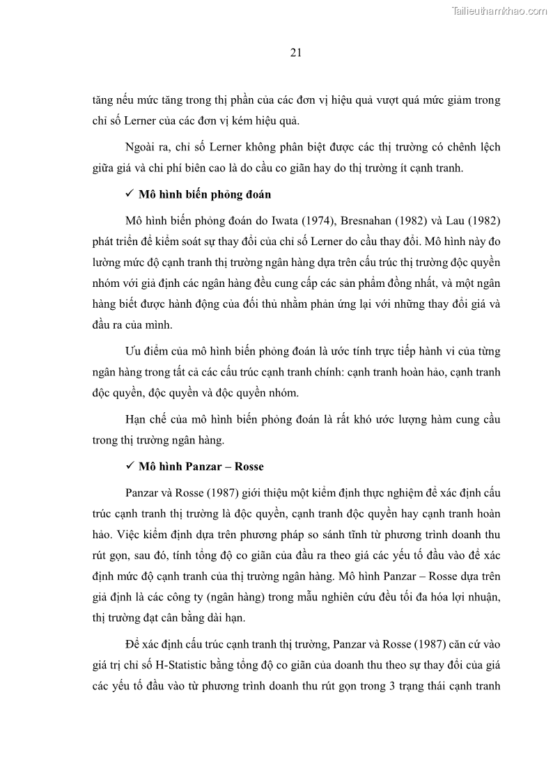 Luận án tiến sĩ kinh tế Ảnh hưởng của thâm nhập ngân hàng nước ngoài đến cạnh tranh và hiệu quả của các NHTM Việt Nam - 4 Trang 37