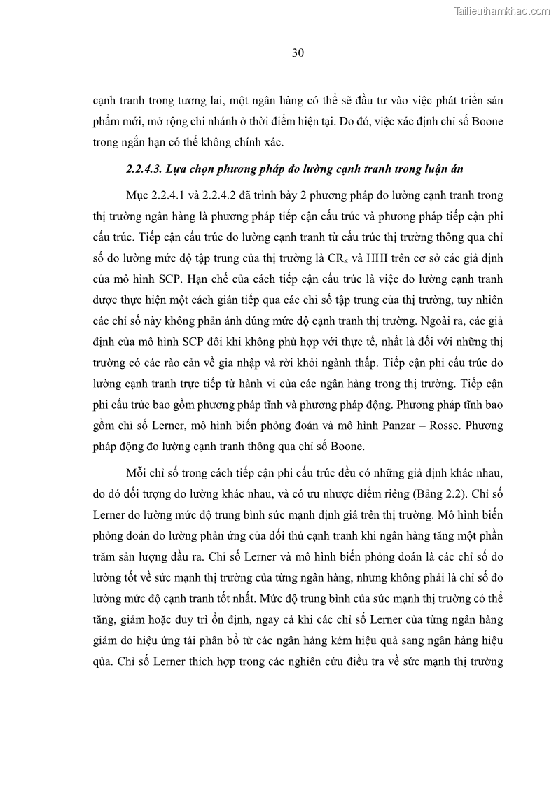 Luận án tiến sĩ kinh tế Ảnh hưởng của thâm nhập ngân hàng nước ngoài đến cạnh tranh và hiệu quả của các NHTM Việt Nam - 4 Trang 46