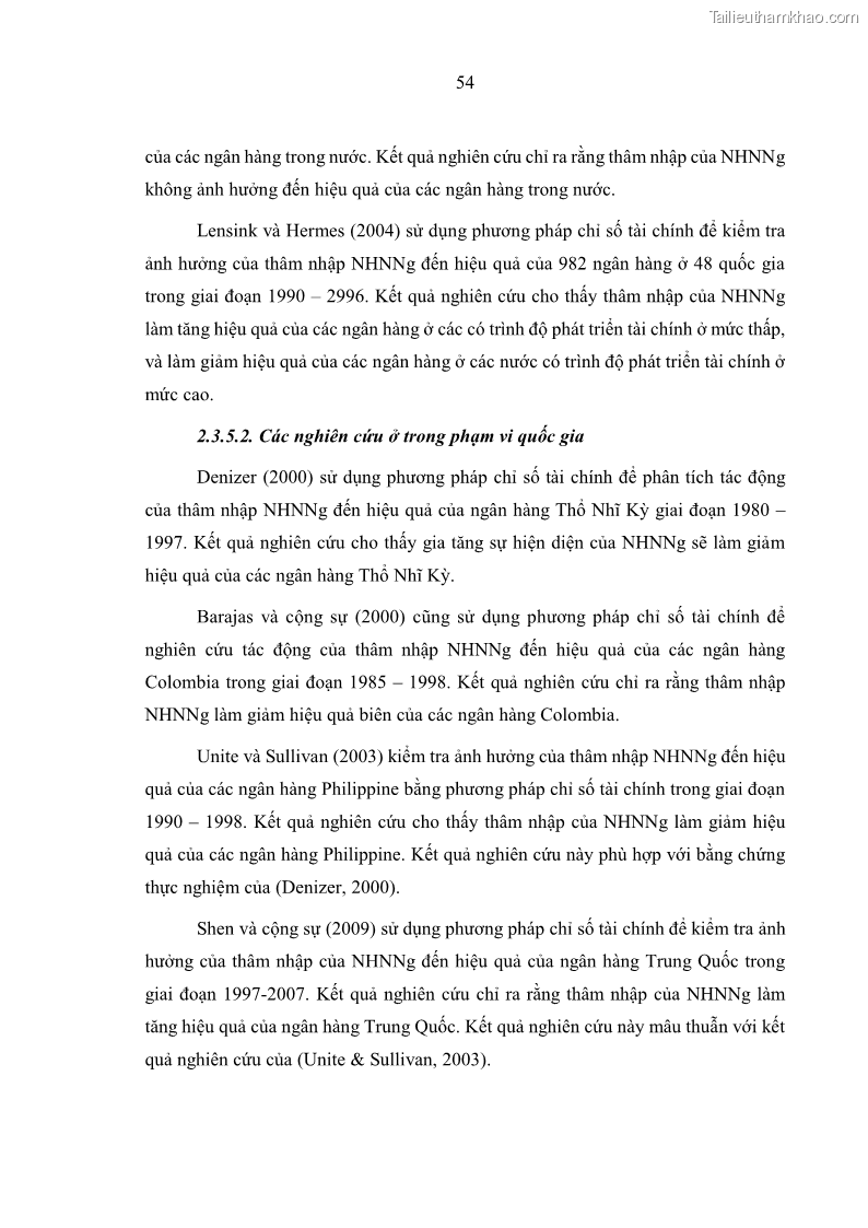 Luận án tiến sĩ kinh tế Ảnh hưởng của thâm nhập ngân hàng nước ngoài đến cạnh tranh và hiệu quả của các NHTM Việt Nam - 6 Trang 70