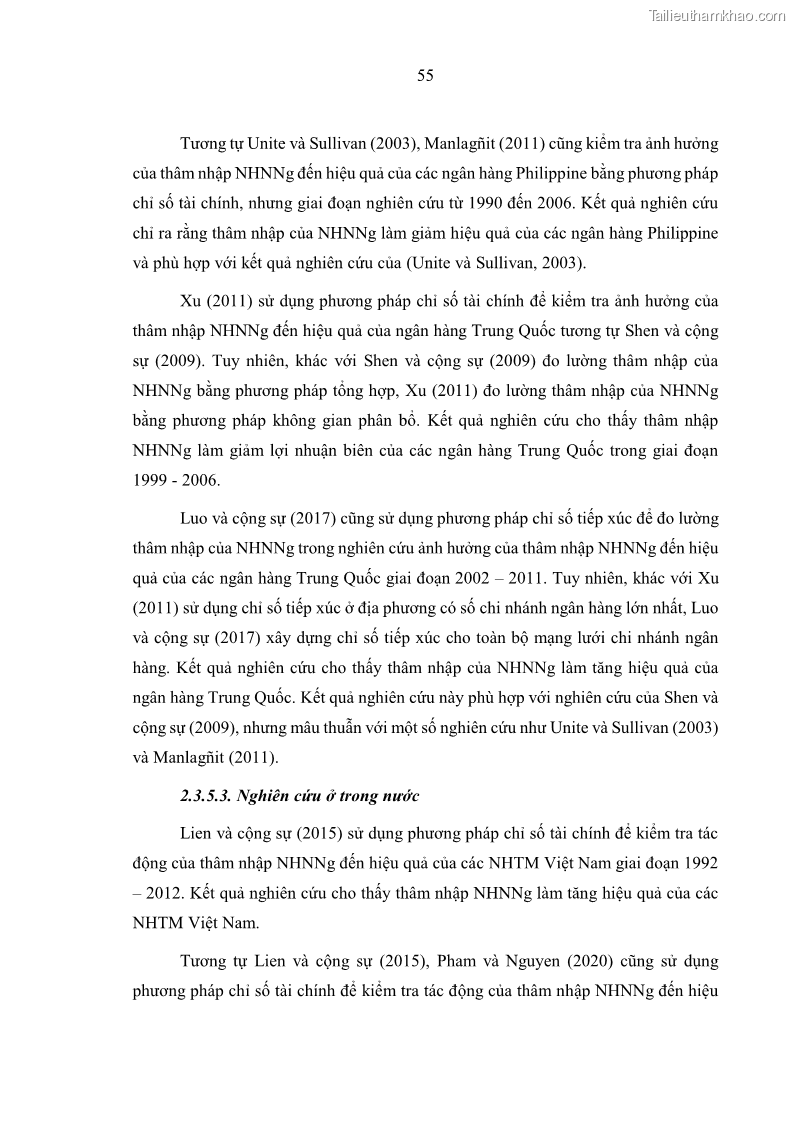 Luận án tiến sĩ kinh tế Ảnh hưởng của thâm nhập ngân hàng nước ngoài đến cạnh tranh và hiệu quả của các NHTM Việt Nam - 6 Trang 71