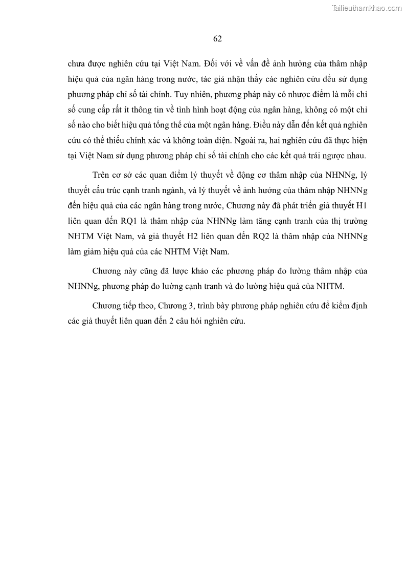 Luận án tiến sĩ kinh tế Ảnh hưởng của thâm nhập ngân hàng nước ngoài đến cạnh tranh và hiệu quả của các NHTM Việt Nam - 7 Trang 78