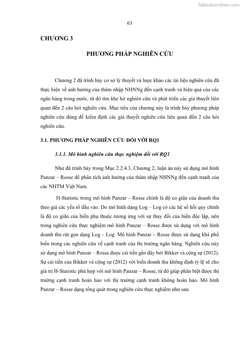 Luận án tiến sĩ kinh tế Ảnh hưởng của thâm nhập ngân hàng nước ngoài đến cạnh tranh và hiệu quả của các NHTM Việt Nam - 7 Trang 79