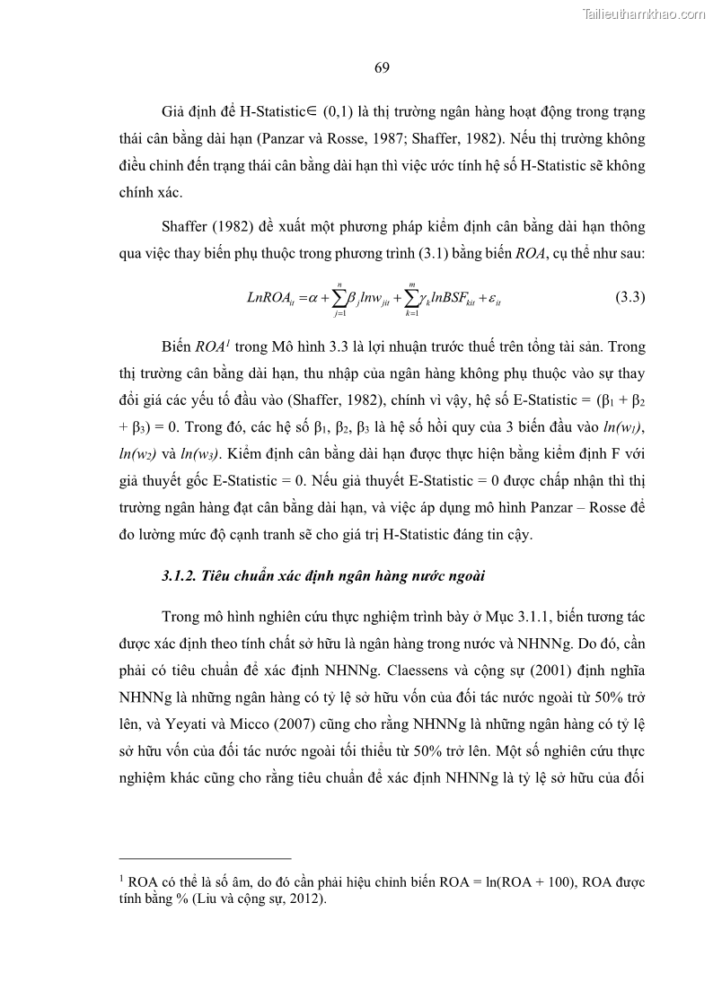Luận án tiến sĩ kinh tế Ảnh hưởng của thâm nhập ngân hàng nước ngoài đến cạnh tranh và hiệu quả của các NHTM Việt Nam - 8 Trang 85