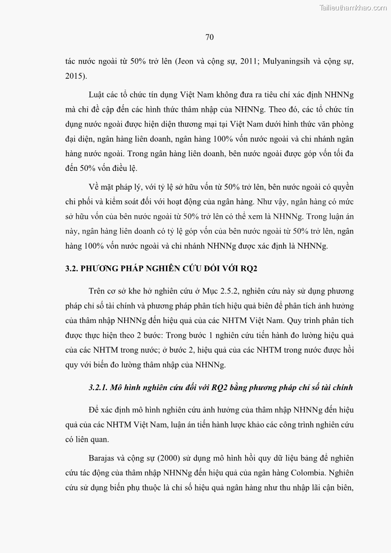 Luận án tiến sĩ kinh tế Ảnh hưởng của thâm nhập ngân hàng nước ngoài đến cạnh tranh và hiệu quả của các NHTM Việt Nam - 8 Trang 86