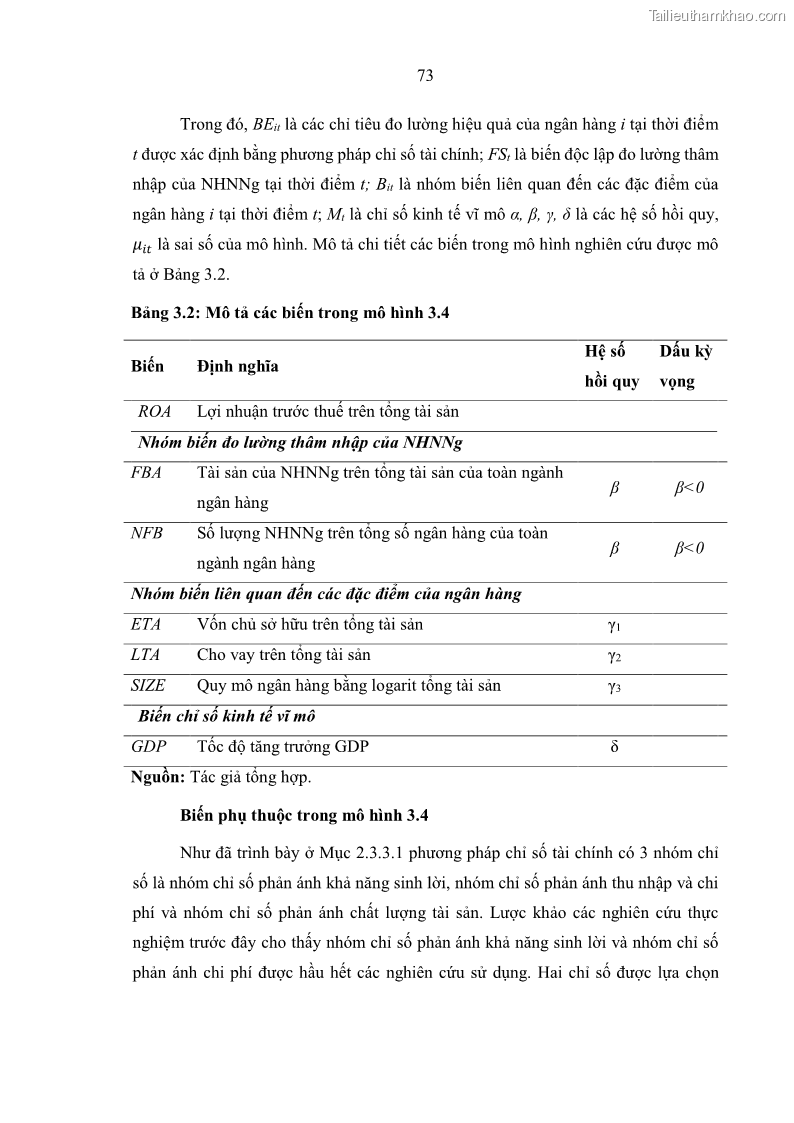 Luận án tiến sĩ kinh tế Ảnh hưởng của thâm nhập ngân hàng nước ngoài đến cạnh tranh và hiệu quả của các NHTM Việt Nam - 8 Trang 89
