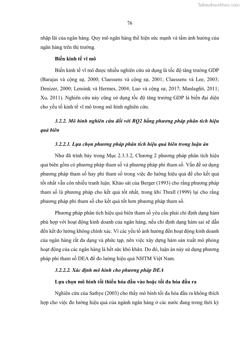 Luận án tiến sĩ kinh tế Ảnh hưởng của thâm nhập ngân hàng nước ngoài đến cạnh tranh và hiệu quả của các NHTM Việt Nam - 8 Trang 92