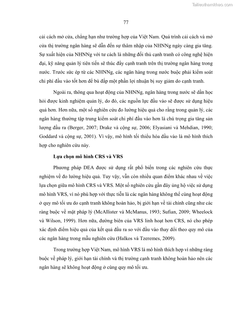 Luận án tiến sĩ kinh tế Ảnh hưởng của thâm nhập ngân hàng nước ngoài đến cạnh tranh và hiệu quả của các NHTM Việt Nam - 8 Trang 93