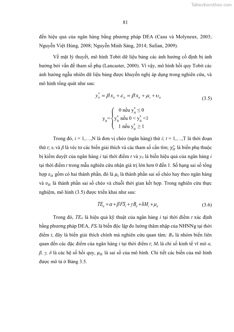 Luận án tiến sĩ kinh tế Ảnh hưởng của thâm nhập ngân hàng nước ngoài đến cạnh tranh và hiệu quả của các NHTM Việt Nam - 9 Trang 97