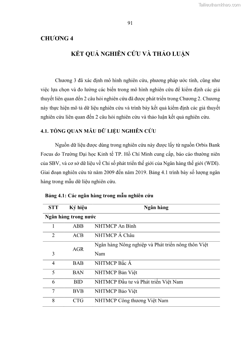 Luận án tiến sĩ kinh tế Ảnh hưởng của thâm nhập ngân hàng nước ngoài đến cạnh tranh và hiệu quả của các NHTM Việt Nam - 9 Trang 107