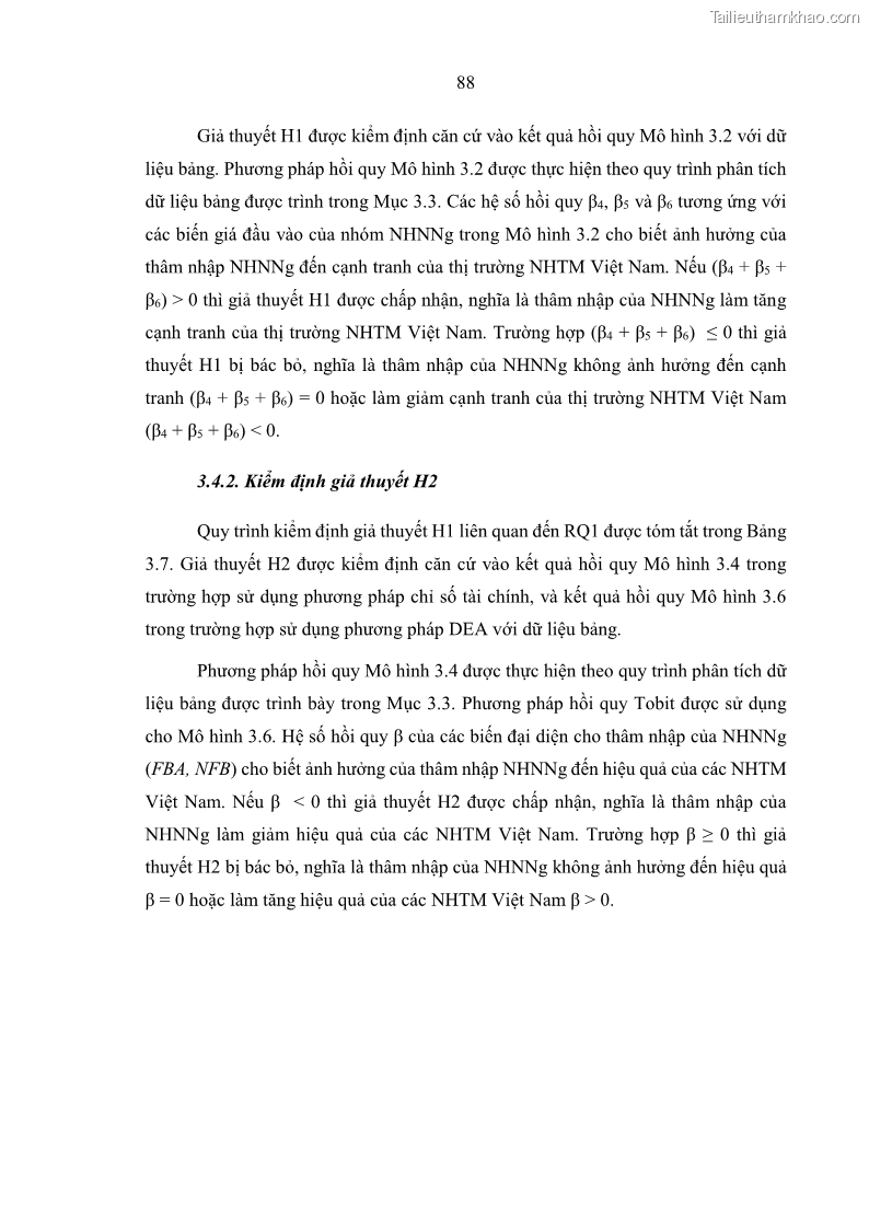 Luận án tiến sĩ kinh tế Ảnh hưởng của thâm nhập ngân hàng nước ngoài đến cạnh tranh và hiệu quả của các NHTM Việt Nam - 9 Trang 104