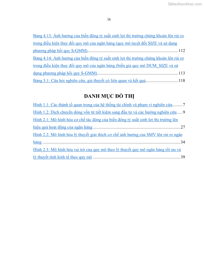 Luận án tiến sĩ kinh tế Biến động tỷ suất sinh lợi thị trường chứng khoán, hiệu quả và rủi ro: Bằng chứng thực nghiệm từ các ngân hàng thương mại Việt Nam niêm yết - 1 Trang 11