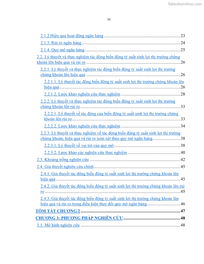 Luận án tiến sĩ kinh tế Biến động tỷ suất sinh lợi thị trường chứng khoán, hiệu quả và rủi ro: Bằng chứng thực nghiệm từ các ngân hàng thương mại Việt Nam niêm yết - 1 Trang 6