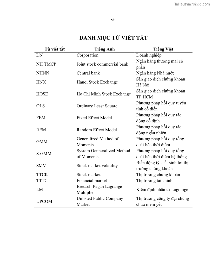 Luận án tiến sĩ kinh tế Biến động tỷ suất sinh lợi thị trường chứng khoán, hiệu quả và rủi ro: Bằng chứng thực nghiệm từ các ngân hàng thương mại Việt Nam niêm yết - 1 Trang 9