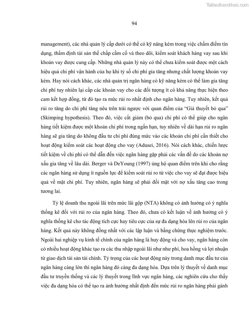 Luận án tiến sĩ kinh tế Biến động tỷ suất sinh lợi thị trường chứng khoán, hiệu quả và rủi ro: Bằng chứng thực nghiệm từ các ngân hàng thương mại Việt Nam niêm yết - 10 Trang 109