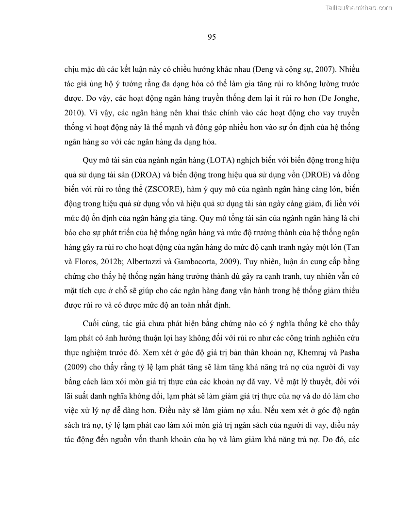 Luận án tiến sĩ kinh tế Biến động tỷ suất sinh lợi thị trường chứng khoán, hiệu quả và rủi ro: Bằng chứng thực nghiệm từ các ngân hàng thương mại Việt Nam niêm yết - 10 Trang 110