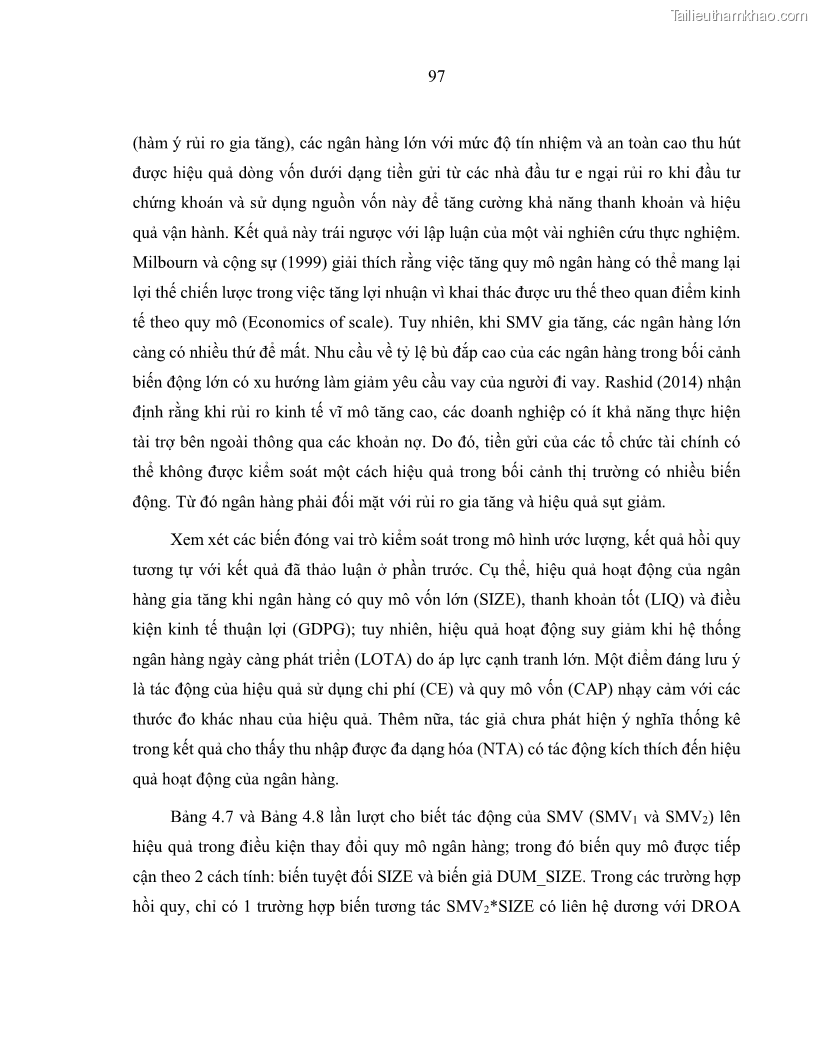 Luận án tiến sĩ kinh tế Biến động tỷ suất sinh lợi thị trường chứng khoán, hiệu quả và rủi ro: Bằng chứng thực nghiệm từ các ngân hàng thương mại Việt Nam niêm yết - 10 Trang 112