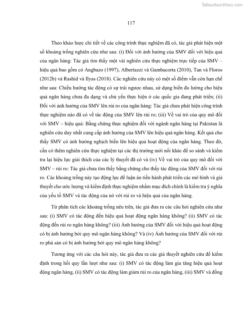 Luận án tiến sĩ kinh tế Biến động tỷ suất sinh lợi thị trường chứng khoán, hiệu quả và rủi ro: Bằng chứng thực nghiệm từ các ngân hàng thương mại Việt Nam niêm yết - 11 Trang 132