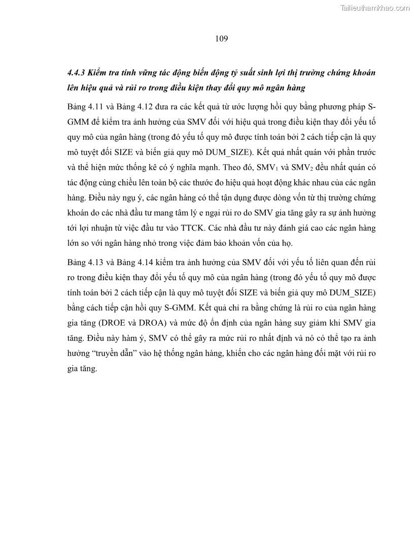 Luận án tiến sĩ kinh tế Biến động tỷ suất sinh lợi thị trường chứng khoán, hiệu quả và rủi ro: Bằng chứng thực nghiệm từ các ngân hàng thương mại Việt Nam niêm yết - 11 Trang 124
