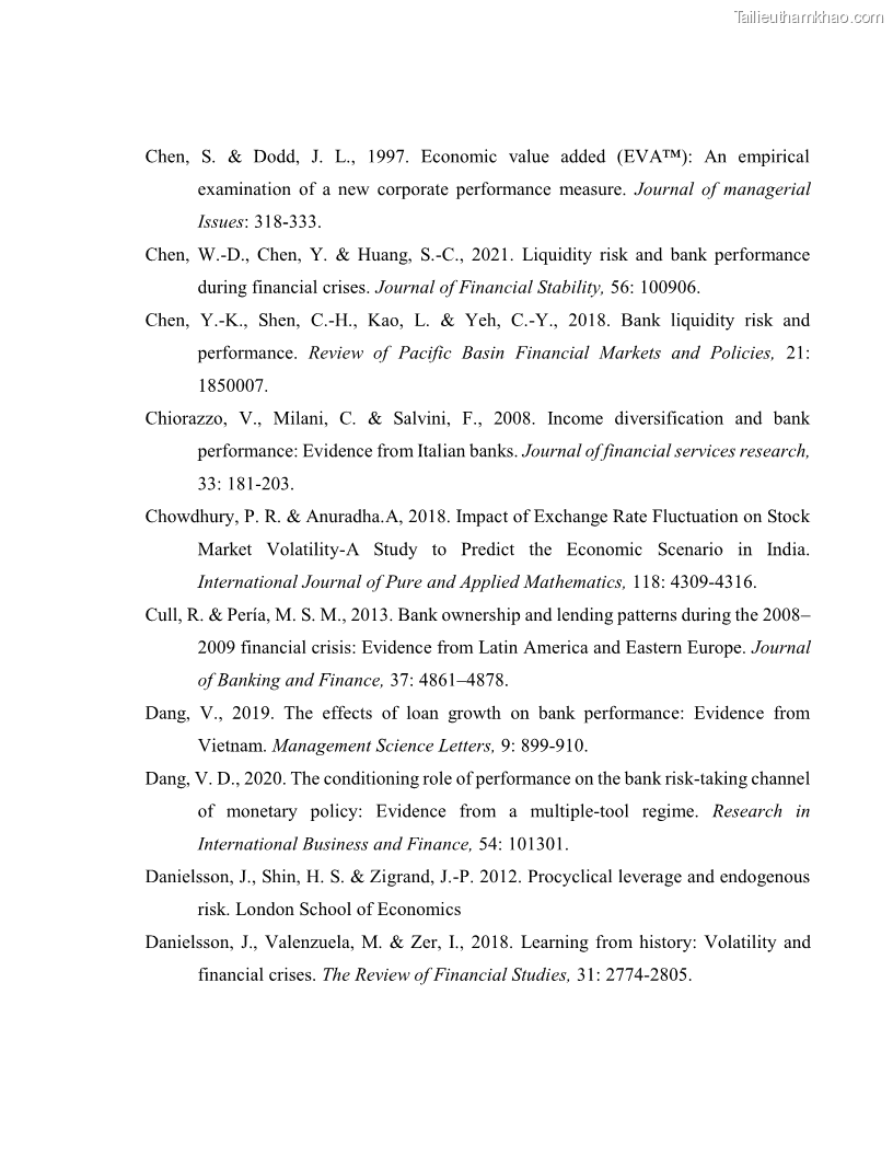 Luận án tiến sĩ kinh tế Biến động tỷ suất sinh lợi thị trường chứng khoán, hiệu quả và rủi ro: Bằng chứng thực nghiệm từ các ngân hàng thương mại Việt Nam niêm yết - 13 Trang 152