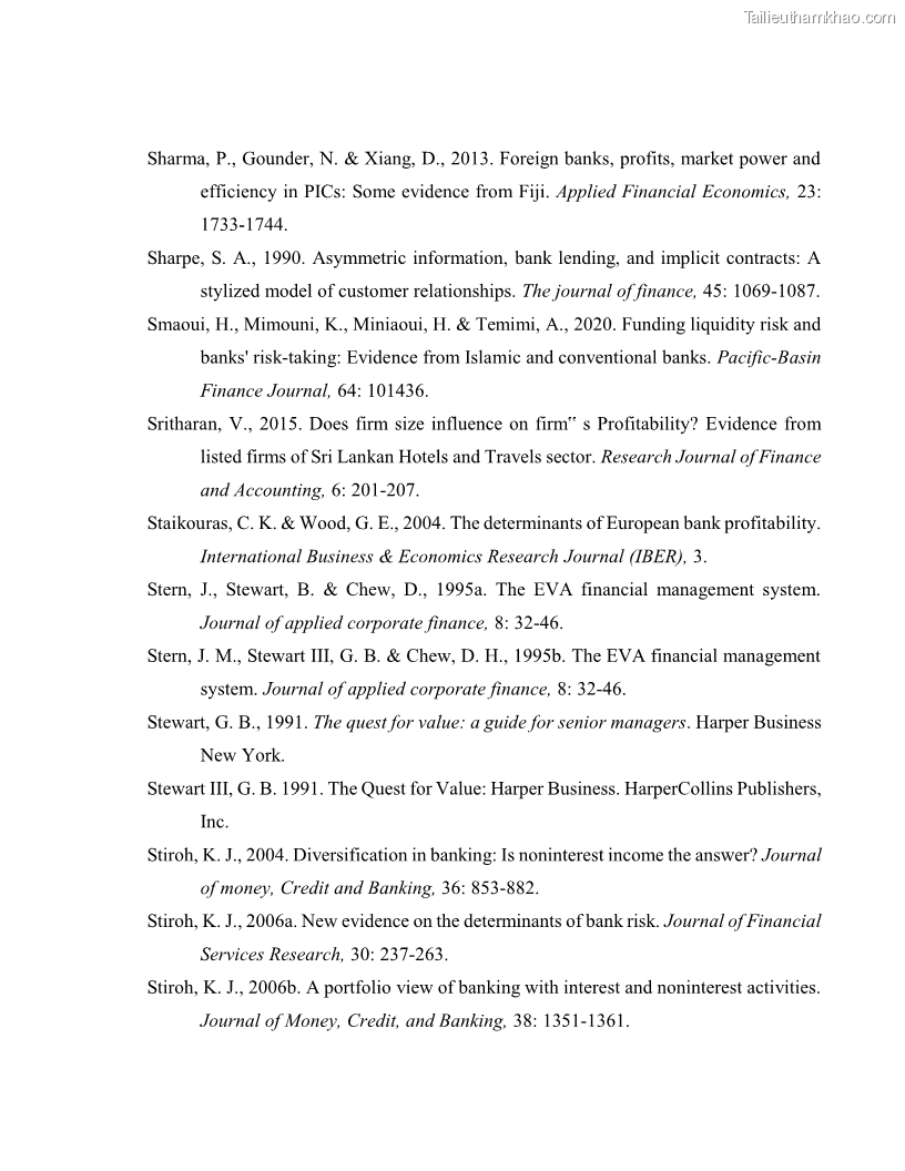 Luận án tiến sĩ kinh tế Biến động tỷ suất sinh lợi thị trường chứng khoán, hiệu quả và rủi ro: Bằng chứng thực nghiệm từ các ngân hàng thương mại Việt Nam niêm yết - 14 Trang 164