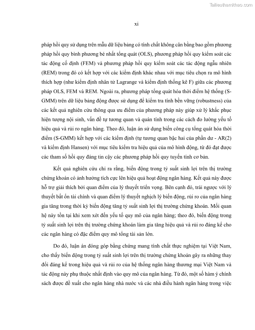 Luận án tiến sĩ kinh tế Biến động tỷ suất sinh lợi thị trường chứng khoán, hiệu quả và rủi ro: Bằng chứng thực nghiệm từ các ngân hàng thương mại Việt Nam niêm yết - 2 Trang 13