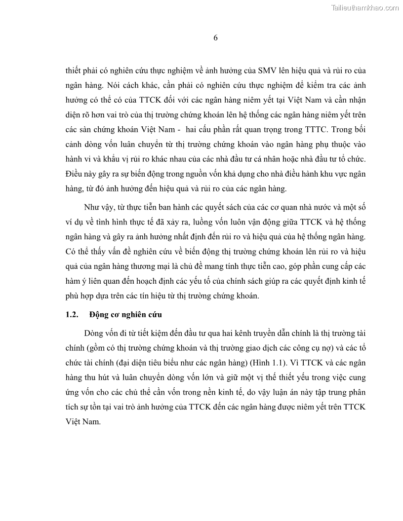 Luận án tiến sĩ kinh tế Biến động tỷ suất sinh lợi thị trường chứng khoán, hiệu quả và rủi ro: Bằng chứng thực nghiệm từ các ngân hàng thương mại Việt Nam niêm yết - 2 Trang 21