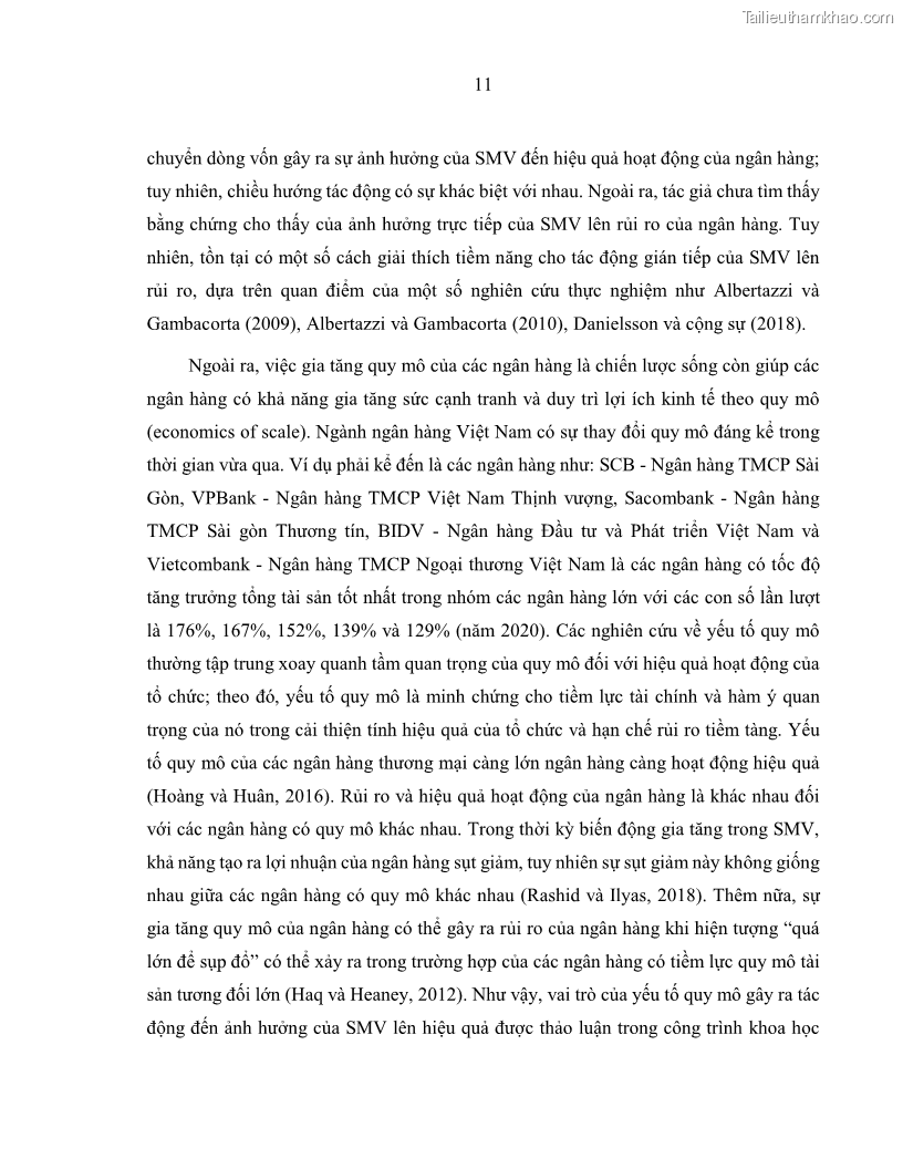 Luận án tiến sĩ kinh tế Biến động tỷ suất sinh lợi thị trường chứng khoán, hiệu quả và rủi ro: Bằng chứng thực nghiệm từ các ngân hàng thương mại Việt Nam niêm yết - 3 Trang 26