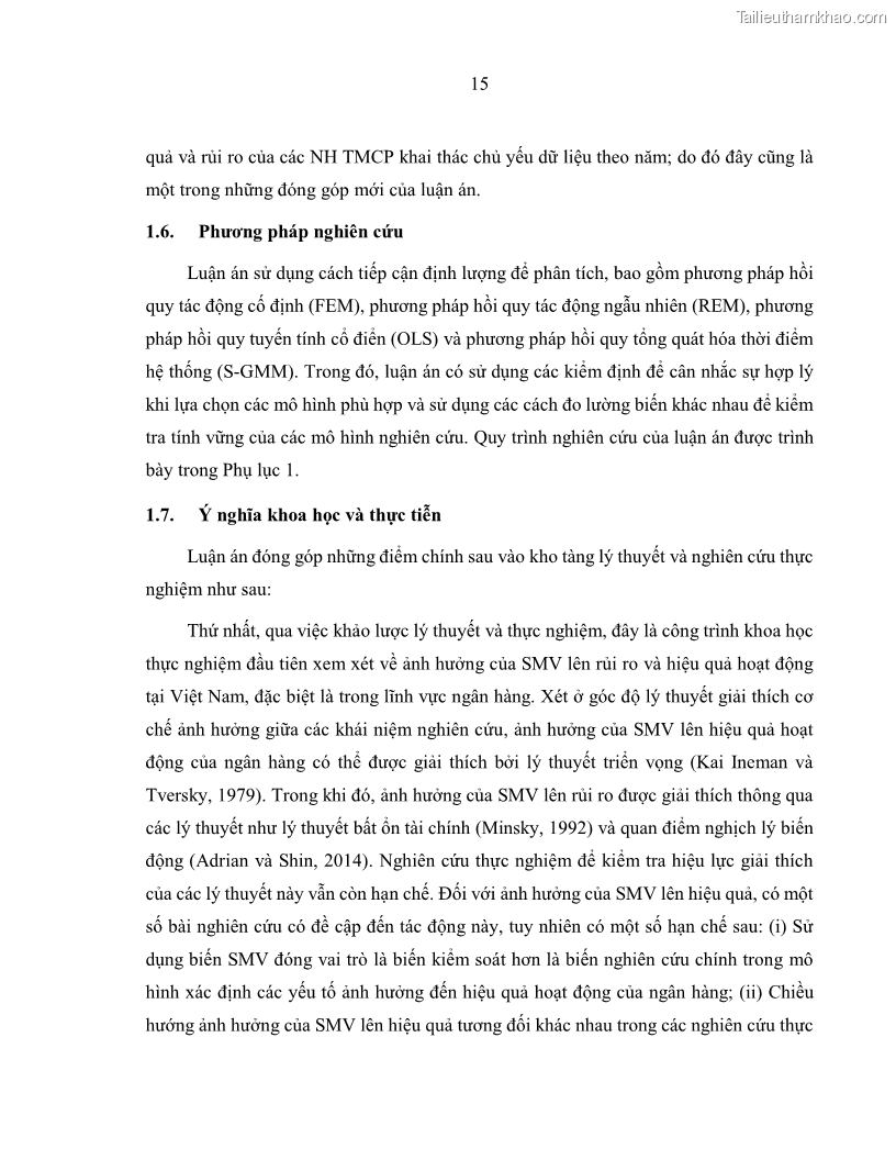 Luận án tiến sĩ kinh tế Biến động tỷ suất sinh lợi thị trường chứng khoán, hiệu quả và rủi ro: Bằng chứng thực nghiệm từ các ngân hàng thương mại Việt Nam niêm yết - 3 Trang 30