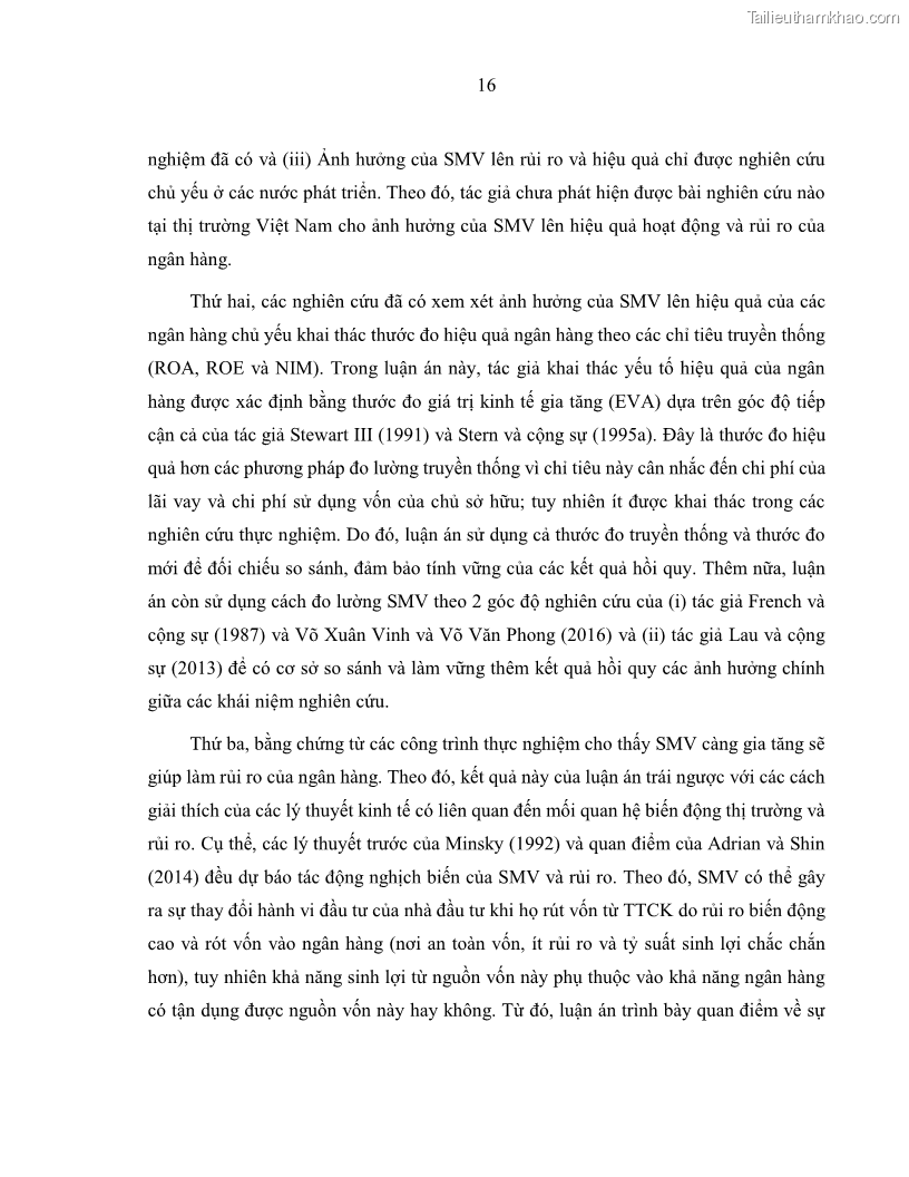 Luận án tiến sĩ kinh tế Biến động tỷ suất sinh lợi thị trường chứng khoán, hiệu quả và rủi ro: Bằng chứng thực nghiệm từ các ngân hàng thương mại Việt Nam niêm yết - 3 Trang 31