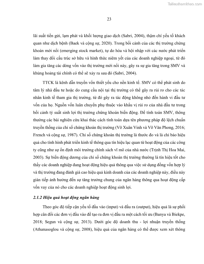 Luận án tiến sĩ kinh tế Biến động tỷ suất sinh lợi thị trường chứng khoán, hiệu quả và rủi ro: Bằng chứng thực nghiệm từ các ngân hàng thương mại Việt Nam niêm yết - 4 Trang 38