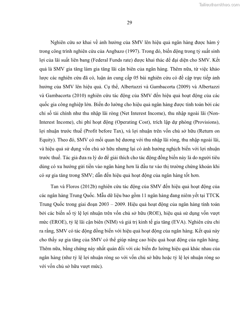 Luận án tiến sĩ kinh tế Biến động tỷ suất sinh lợi thị trường chứng khoán, hiệu quả và rủi ro: Bằng chứng thực nghiệm từ các ngân hàng thương mại Việt Nam niêm yết - 4 Trang 44