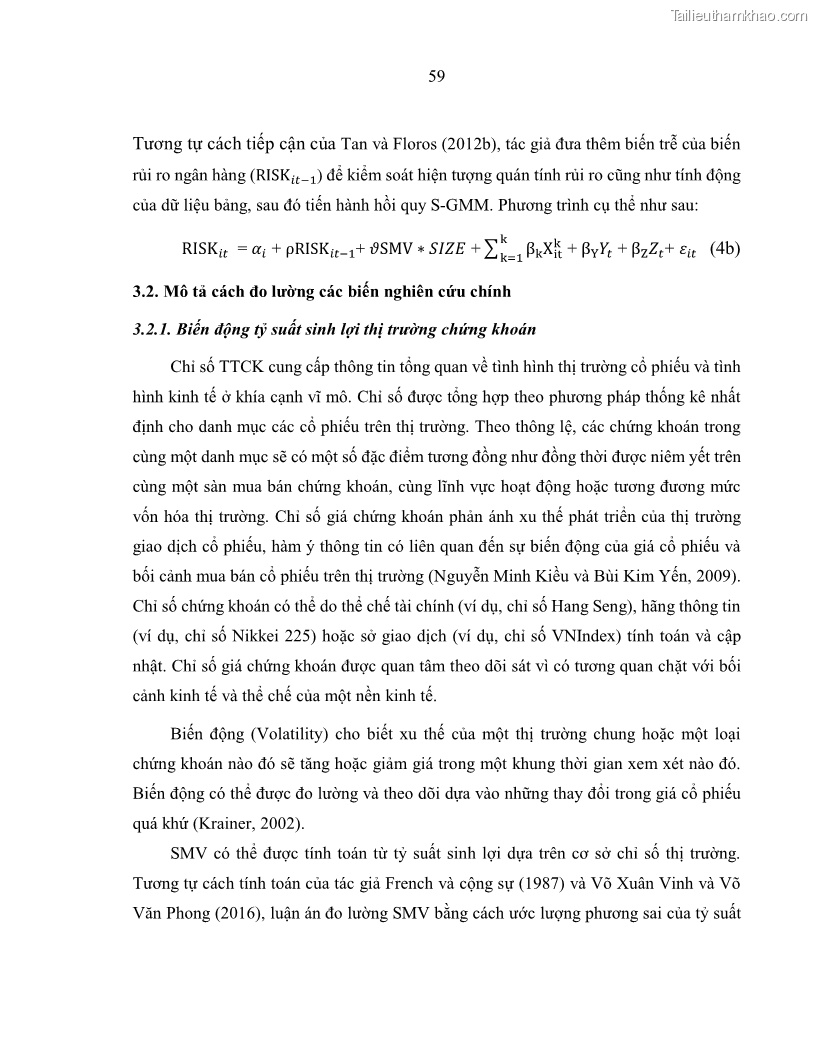 Luận án tiến sĩ kinh tế Biến động tỷ suất sinh lợi thị trường chứng khoán, hiệu quả và rủi ro: Bằng chứng thực nghiệm từ các ngân hàng thương mại Việt Nam niêm yết - 7 Trang 74