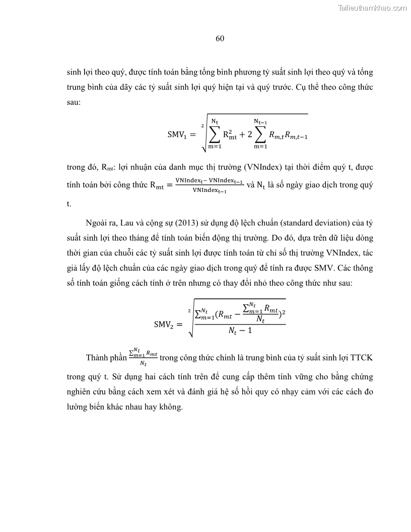 Luận án tiến sĩ kinh tế Biến động tỷ suất sinh lợi thị trường chứng khoán, hiệu quả và rủi ro: Bằng chứng thực nghiệm từ các ngân hàng thương mại Việt Nam niêm yết - 7 Trang 75