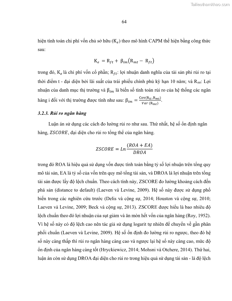 Luận án tiến sĩ kinh tế Biến động tỷ suất sinh lợi thị trường chứng khoán, hiệu quả và rủi ro: Bằng chứng thực nghiệm từ các ngân hàng thương mại Việt Nam niêm yết - 7 Trang 79