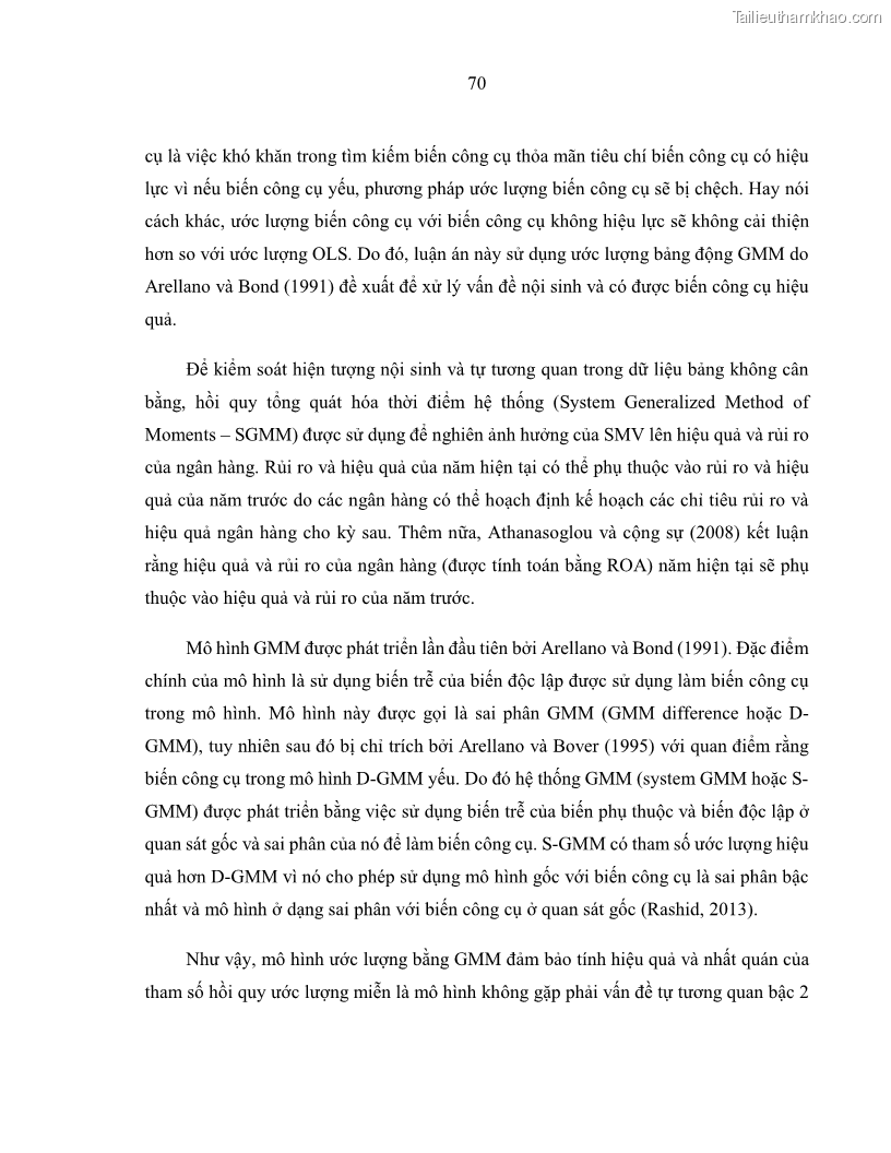 Luận án tiến sĩ kinh tế Biến động tỷ suất sinh lợi thị trường chứng khoán, hiệu quả và rủi ro: Bằng chứng thực nghiệm từ các ngân hàng thương mại Việt Nam niêm yết - 8 Trang 85