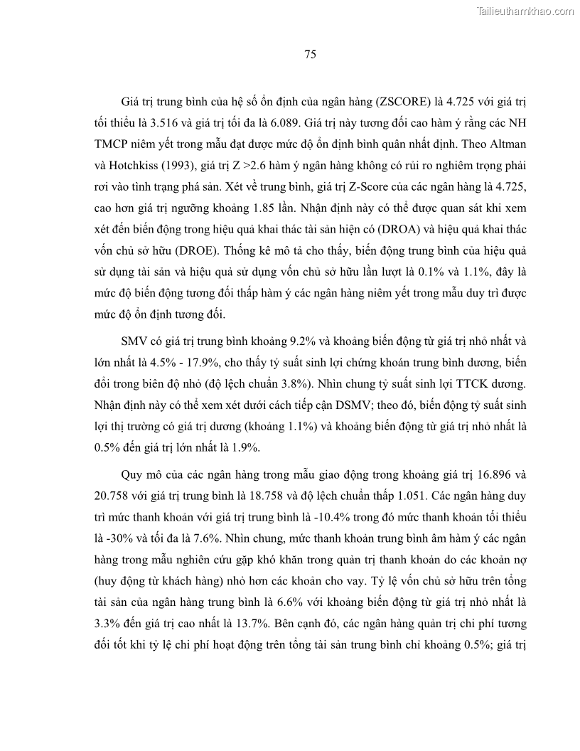Luận án tiến sĩ kinh tế Biến động tỷ suất sinh lợi thị trường chứng khoán, hiệu quả và rủi ro: Bằng chứng thực nghiệm từ các ngân hàng thương mại Việt Nam niêm yết - 8 Trang 90