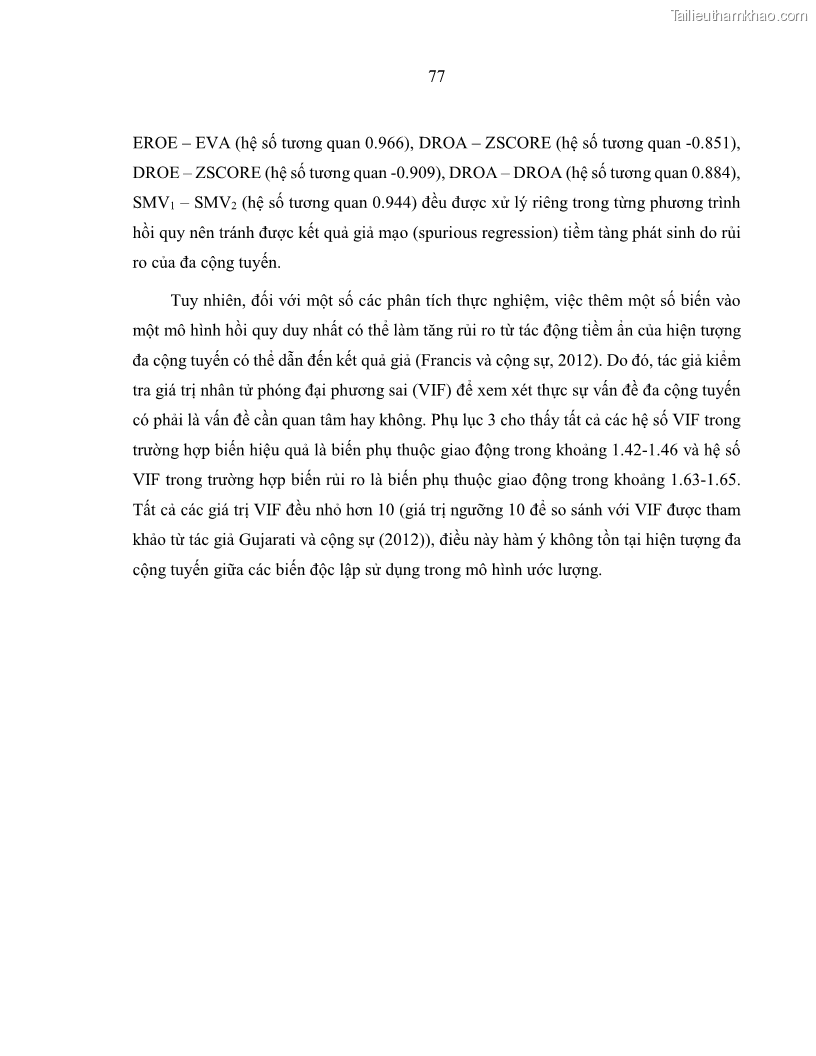 Luận án tiến sĩ kinh tế Biến động tỷ suất sinh lợi thị trường chứng khoán, hiệu quả và rủi ro: Bằng chứng thực nghiệm từ các ngân hàng thương mại Việt Nam niêm yết - 8 Trang 92
