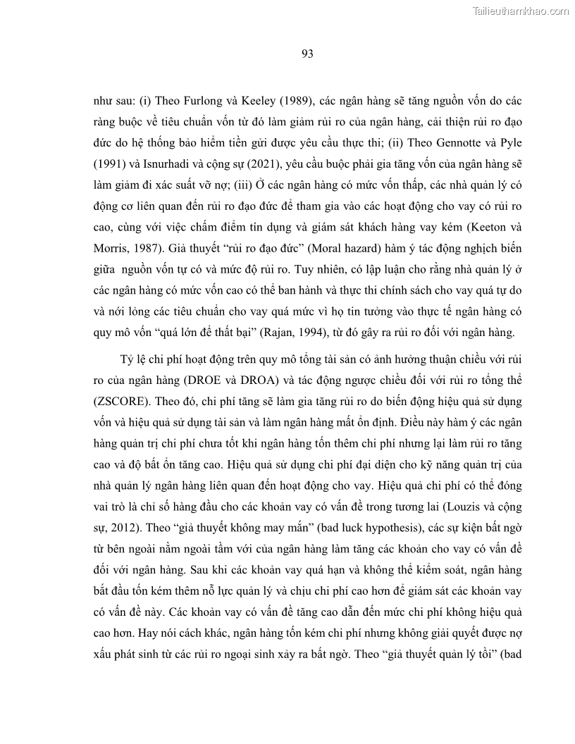 Luận án tiến sĩ kinh tế Biến động tỷ suất sinh lợi thị trường chứng khoán, hiệu quả và rủi ro: Bằng chứng thực nghiệm từ các ngân hàng thương mại Việt Nam niêm yết - 9 Trang 108