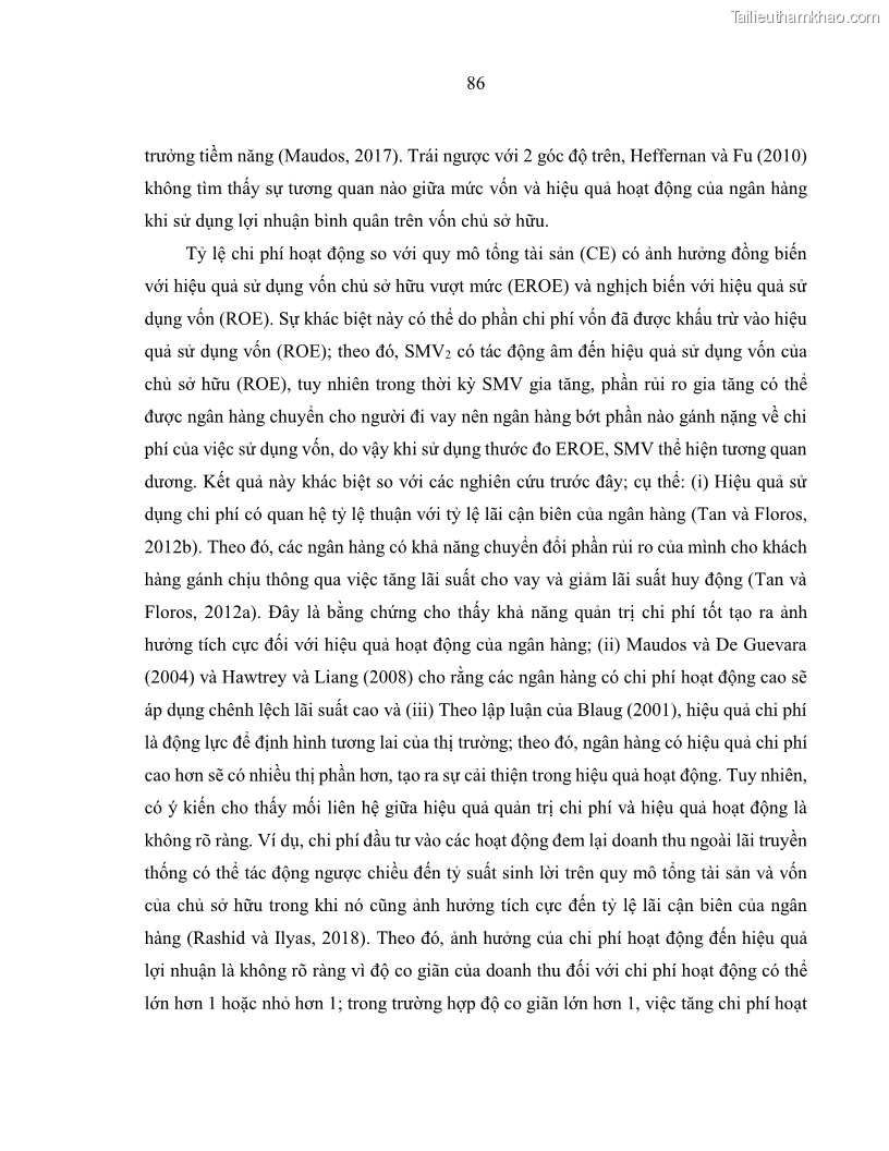 Luận án tiến sĩ kinh tế Biến động tỷ suất sinh lợi thị trường chứng khoán, hiệu quả và rủi ro: Bằng chứng thực nghiệm từ các ngân hàng thương mại Việt Nam niêm yết - 9 Trang 101