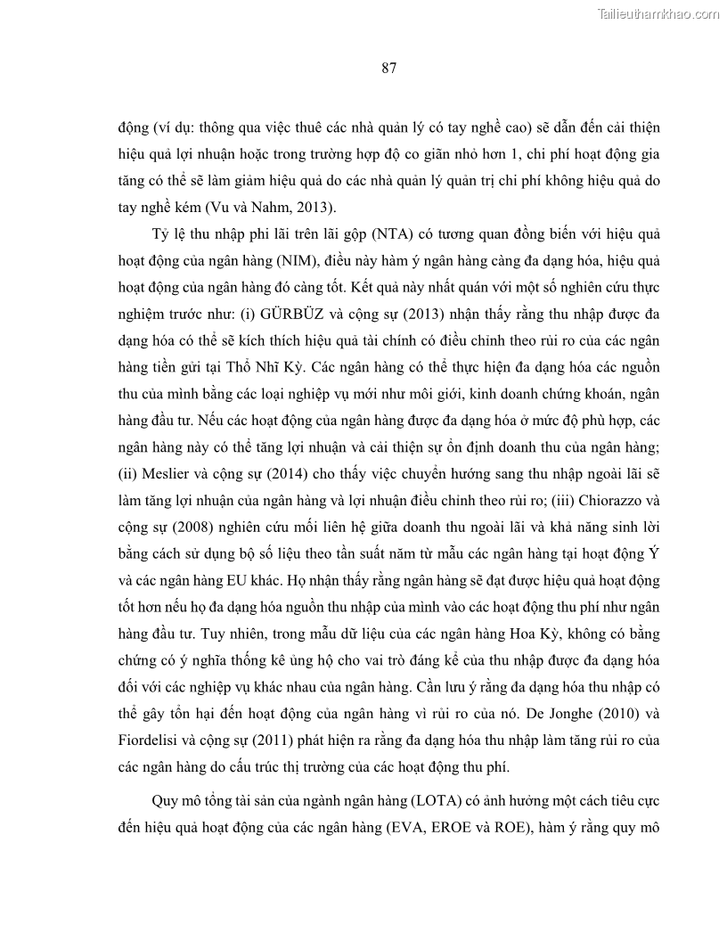Luận án tiến sĩ kinh tế Biến động tỷ suất sinh lợi thị trường chứng khoán, hiệu quả và rủi ro: Bằng chứng thực nghiệm từ các ngân hàng thương mại Việt Nam niêm yết - 9 Trang 102